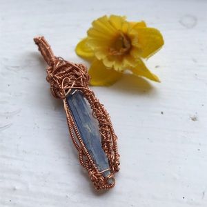 Raw Stone & Copper Wire Pendant